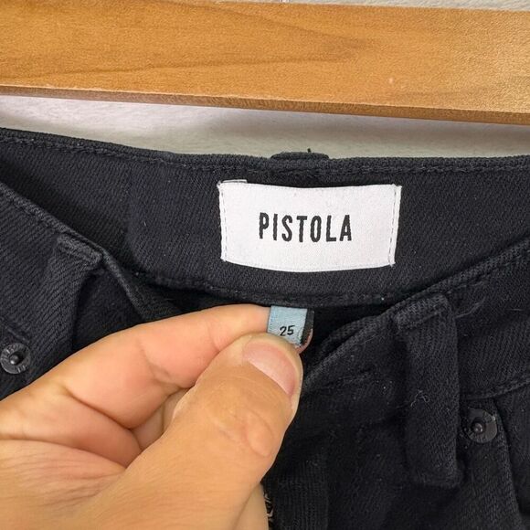 Pistola Revolve Black High Waisted Slit Front Bootcut Jeans Women's Size 25 - Picture 8 of 13